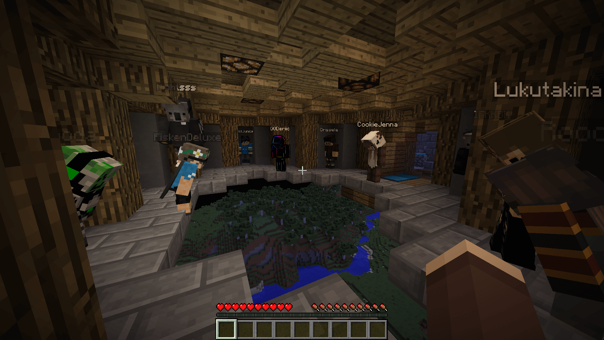 Spelare samlade i en byggnad 2019